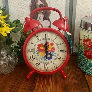 Pioneer Woman Red Floral Table Clock Valentines